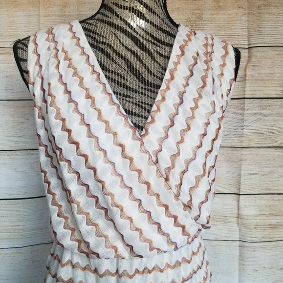 NWT Greylin cream rainbow stitched dress large - Picture 2 of 8